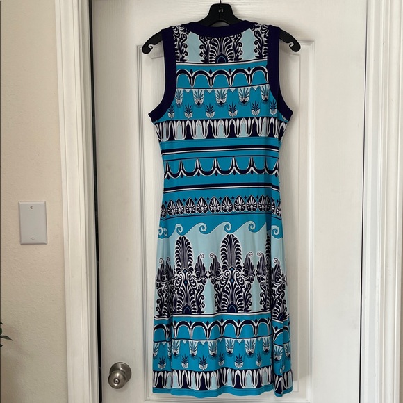 Tory Burch silk Sleeveless Blue Patterned Shift Dress, M - Picture 2 of 3